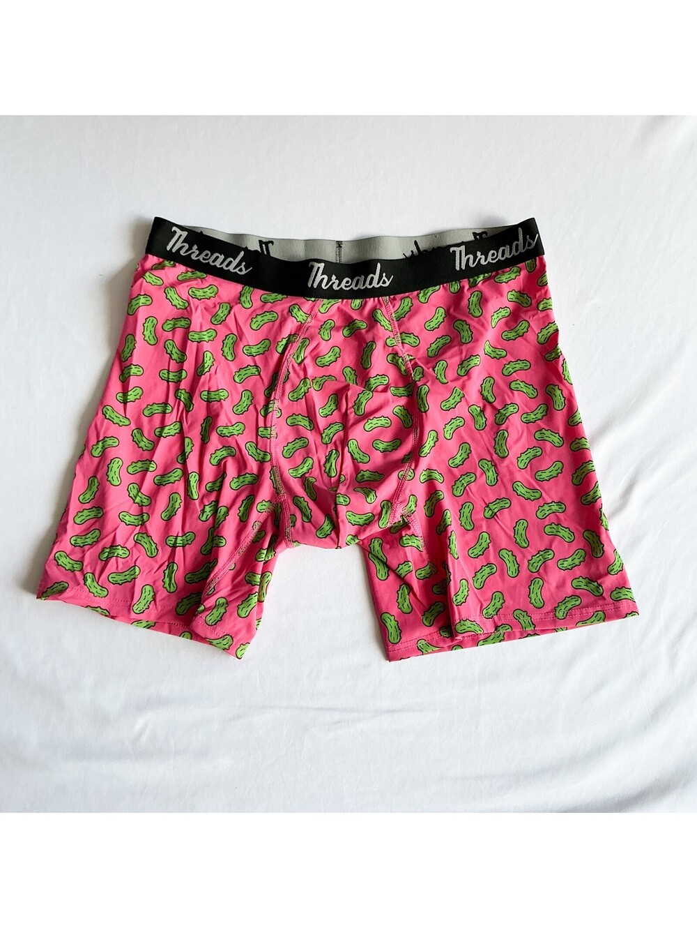 Threads Pink Boxer Briefs with Green Pickle Cartoon Fun Print Mens Size XXL